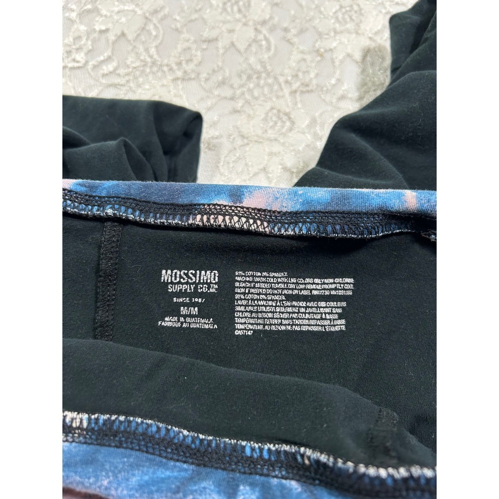 Y2K Black Tie Dye Foldover Waist Capri Crop Leggings M 2000s Gym Lounge 2010s - Picture 2 of 6